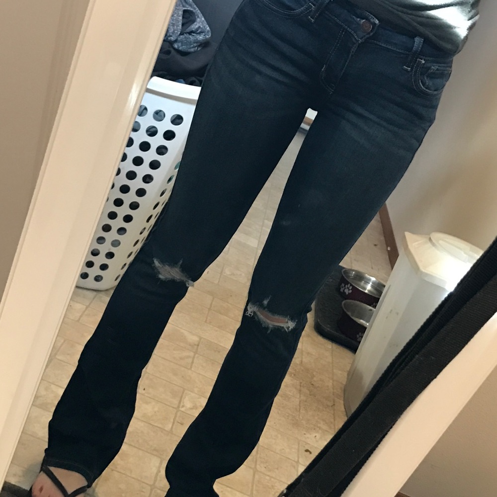 Distressed bootcut jeans